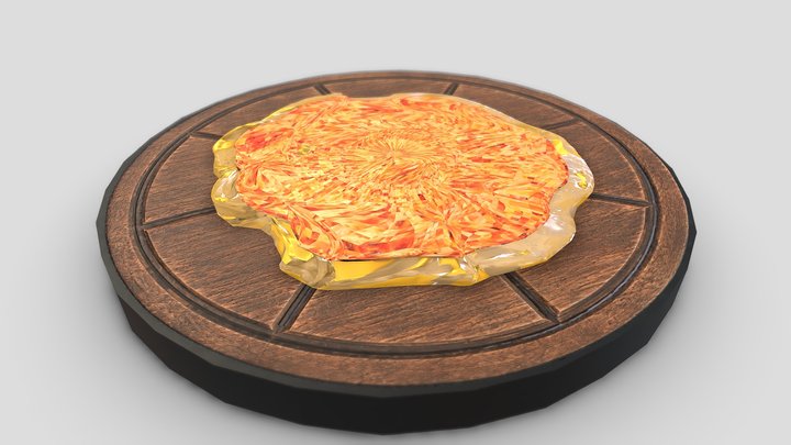 Pizza  on wooden plate – Free 3D Model STL