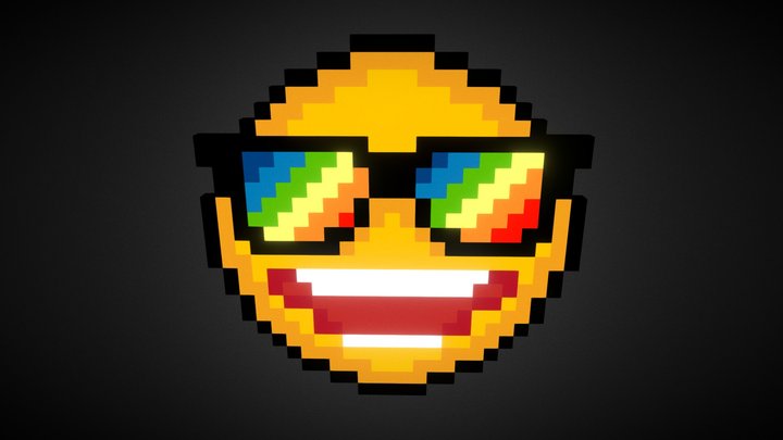 Emoji Super Happy Rainbow Glasses Face 3D Model