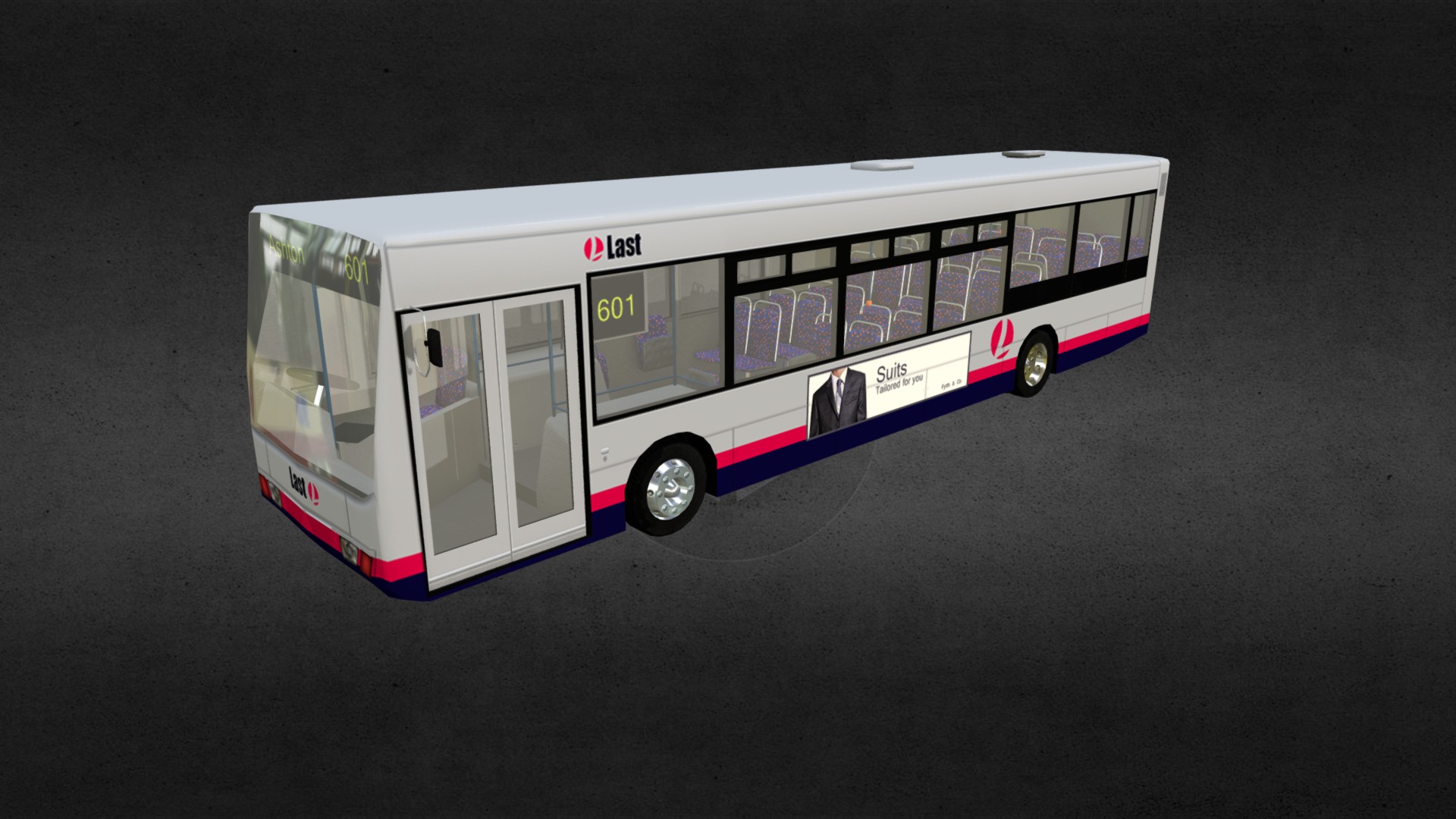 3D model Bus - This is a 3D model of the Bus. The 3D model is about a white and blue bus.