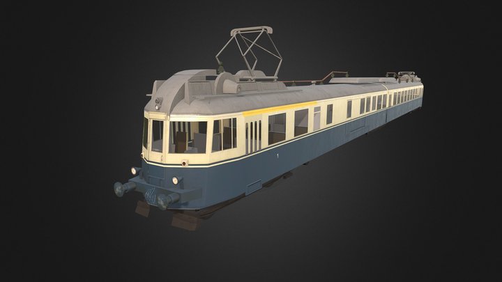 Blauer Pfeil Low-Poly Train 3D Model