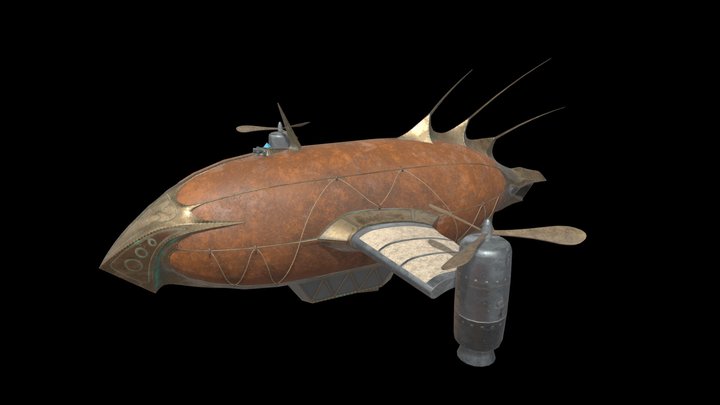 Steampunk airship Wanderer of the Winds 3D Model