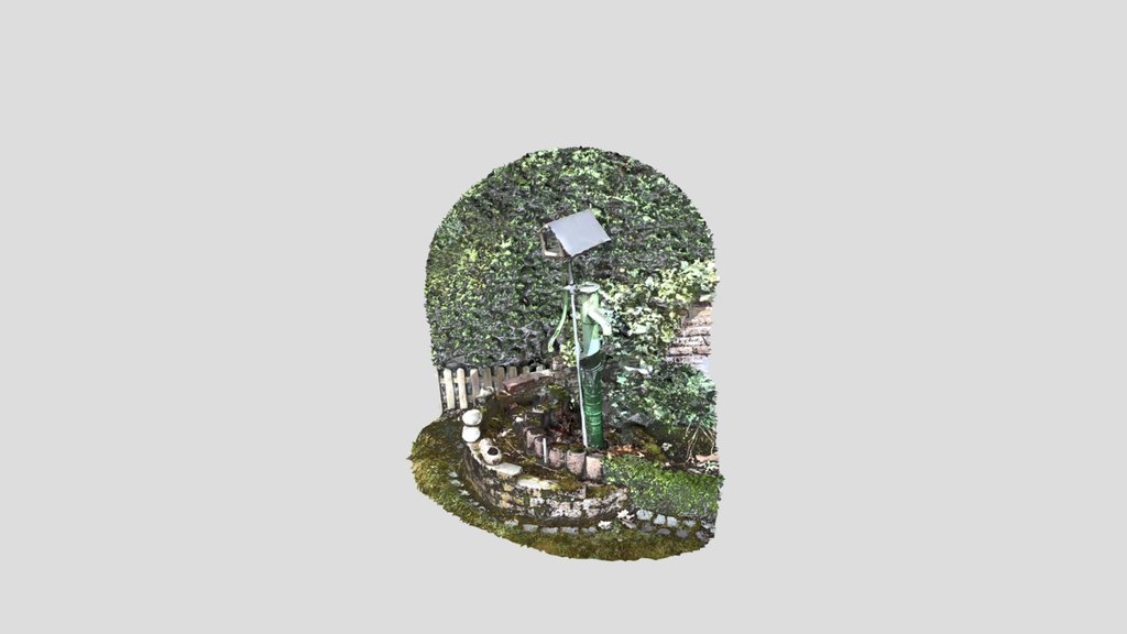 Garden Corner With Bird House Photo Scan