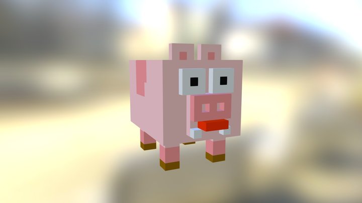 Crossy Road Voxel PIG 3D Model