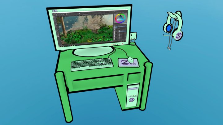 Computer (Cartoon) 3D Model