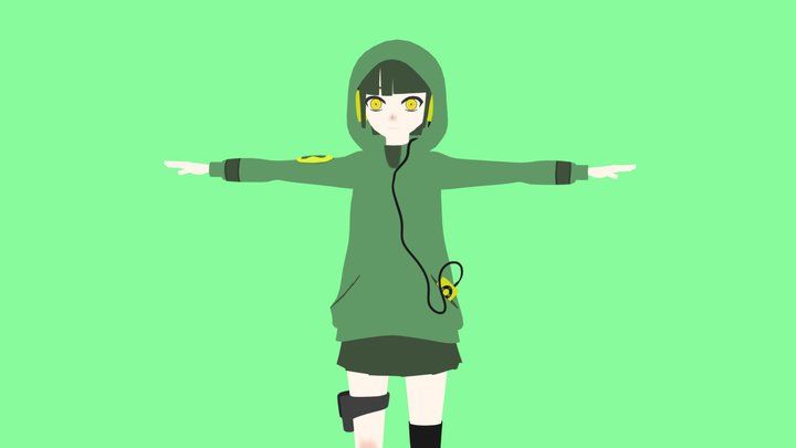 Green Hoodie Girl 3D Model