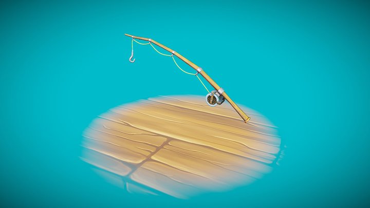 Stylized fishing rod 3D Model