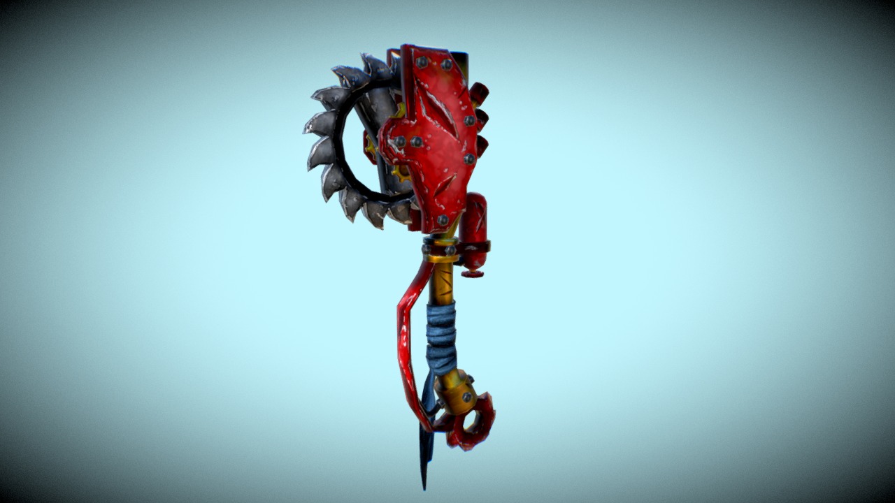 3D model Weapon Saw_hand painted - This is a 3D model of the Weapon Saw_hand painted. The 3D model is about a red and white robot.