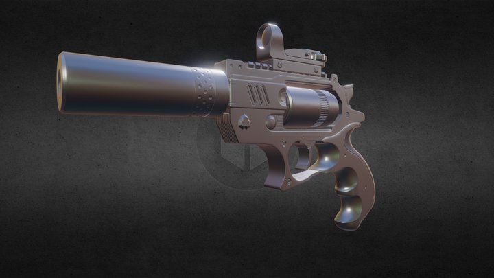 Hi-Poly Revolver 3D Model