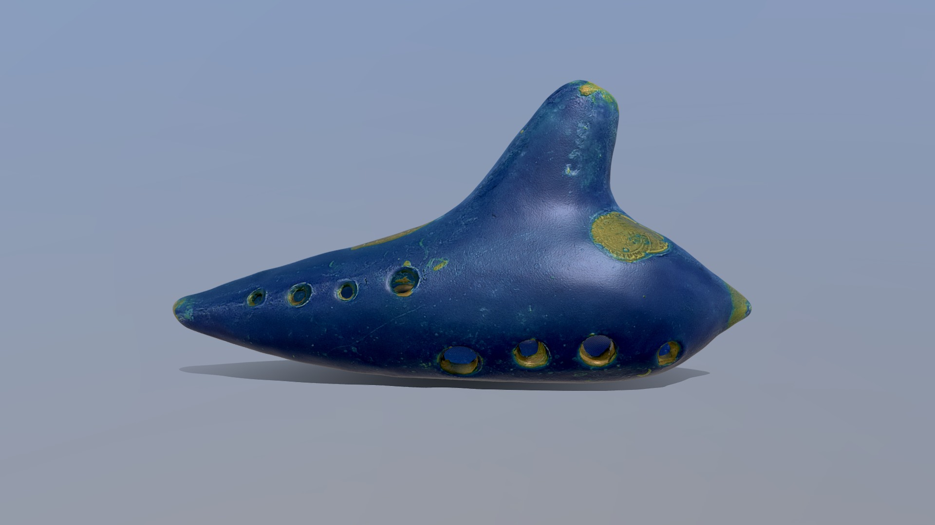 3D model Antique Ocarina - This is a 3D model of the Antique Ocarina. The 3D model is about a blue and yellow fish.