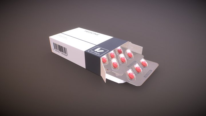 Medicine Capsules Blister Pack 3D Model