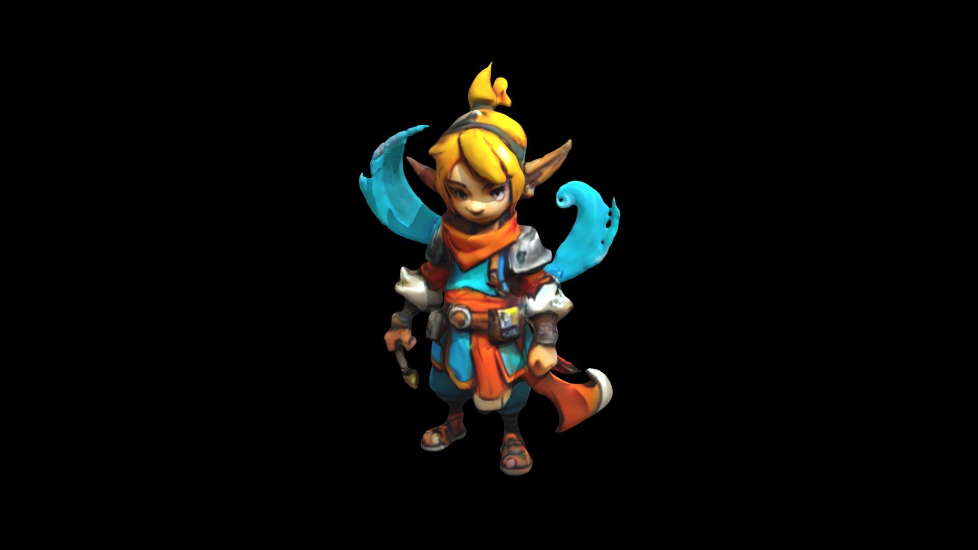 An angry looking elf in blue and orange attire s - Download Free 3D ...