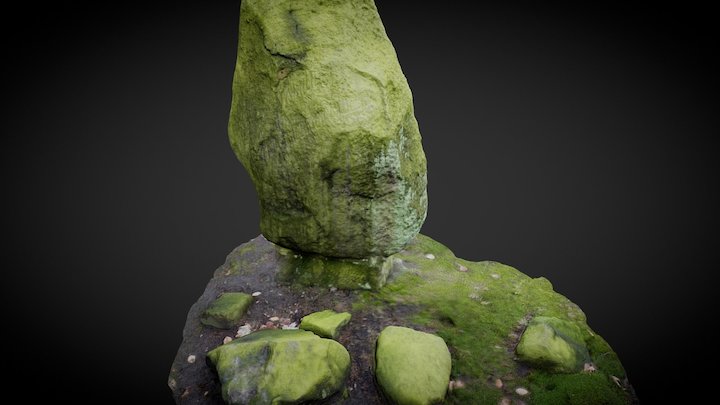 Tombstone covered with moss 3D Model