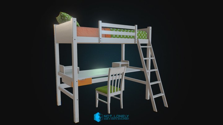 Children's Bed & Table 3D Model
