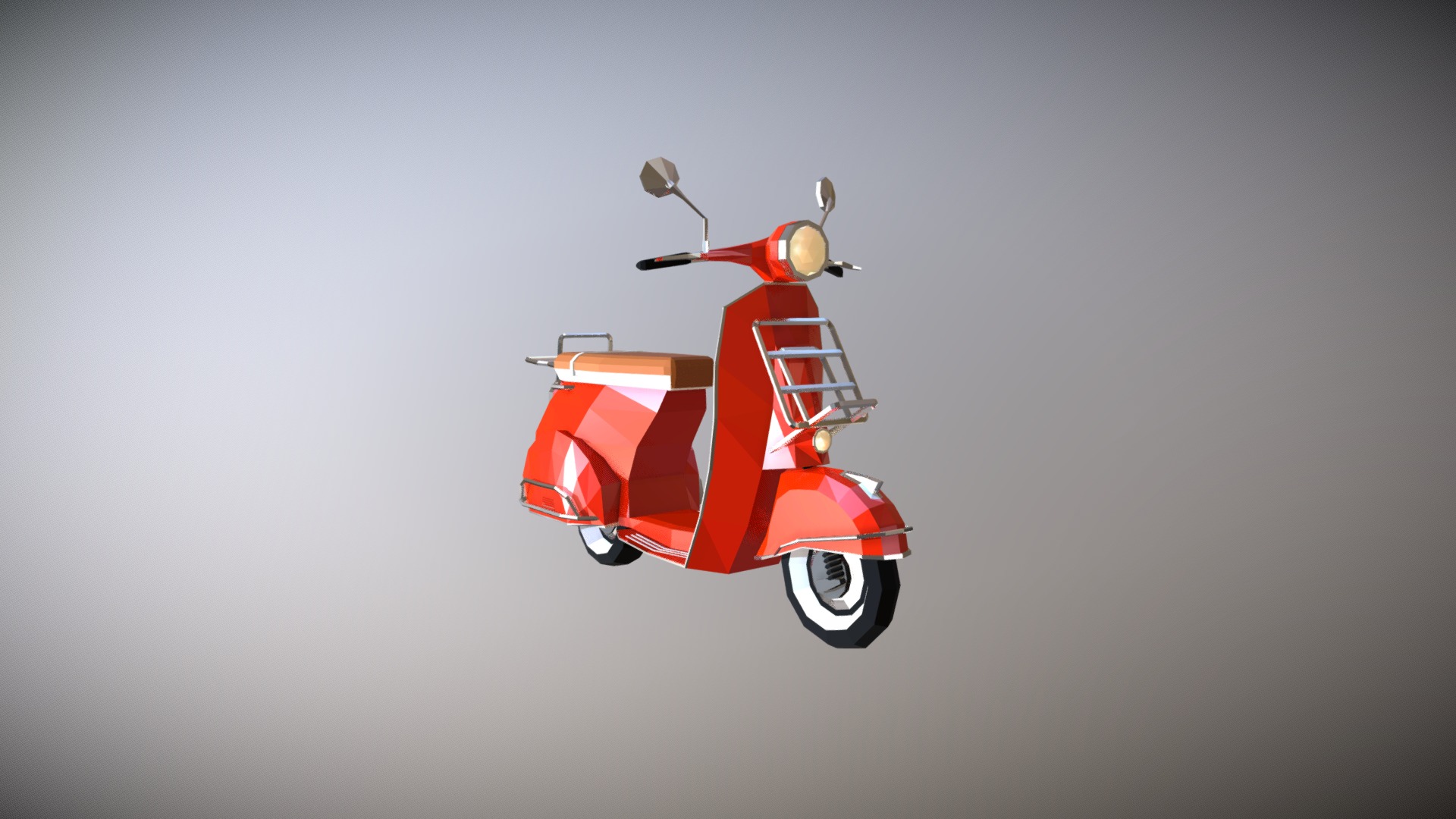 3D model Low Poly Scooter 03 - This is a 3D model of the Low Poly Scooter 03. The 3D model is about a small orange and white vehicle.