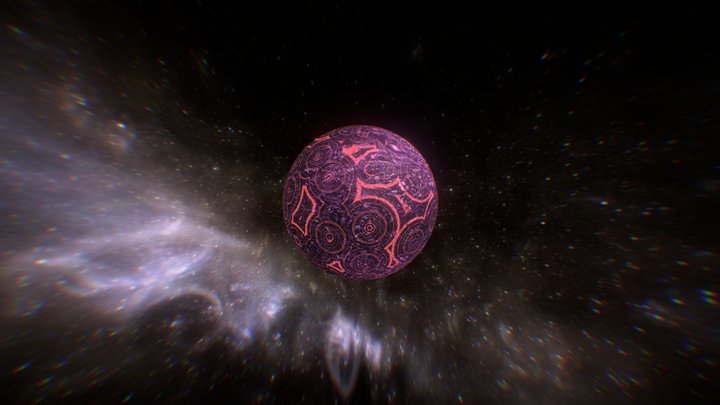Pink turbulent planet with procedural textures 3D Model