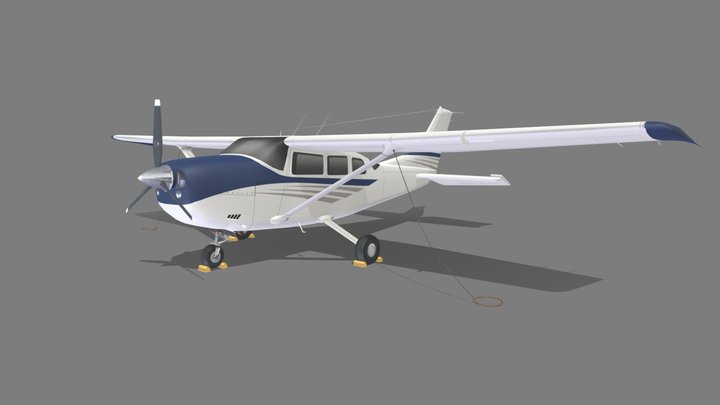 Cessna 206 Super Skywagon Static Low Poly 3D Model