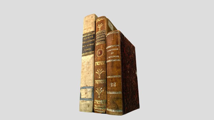 3 Old Books Stack in Photogrammetry 3D Model