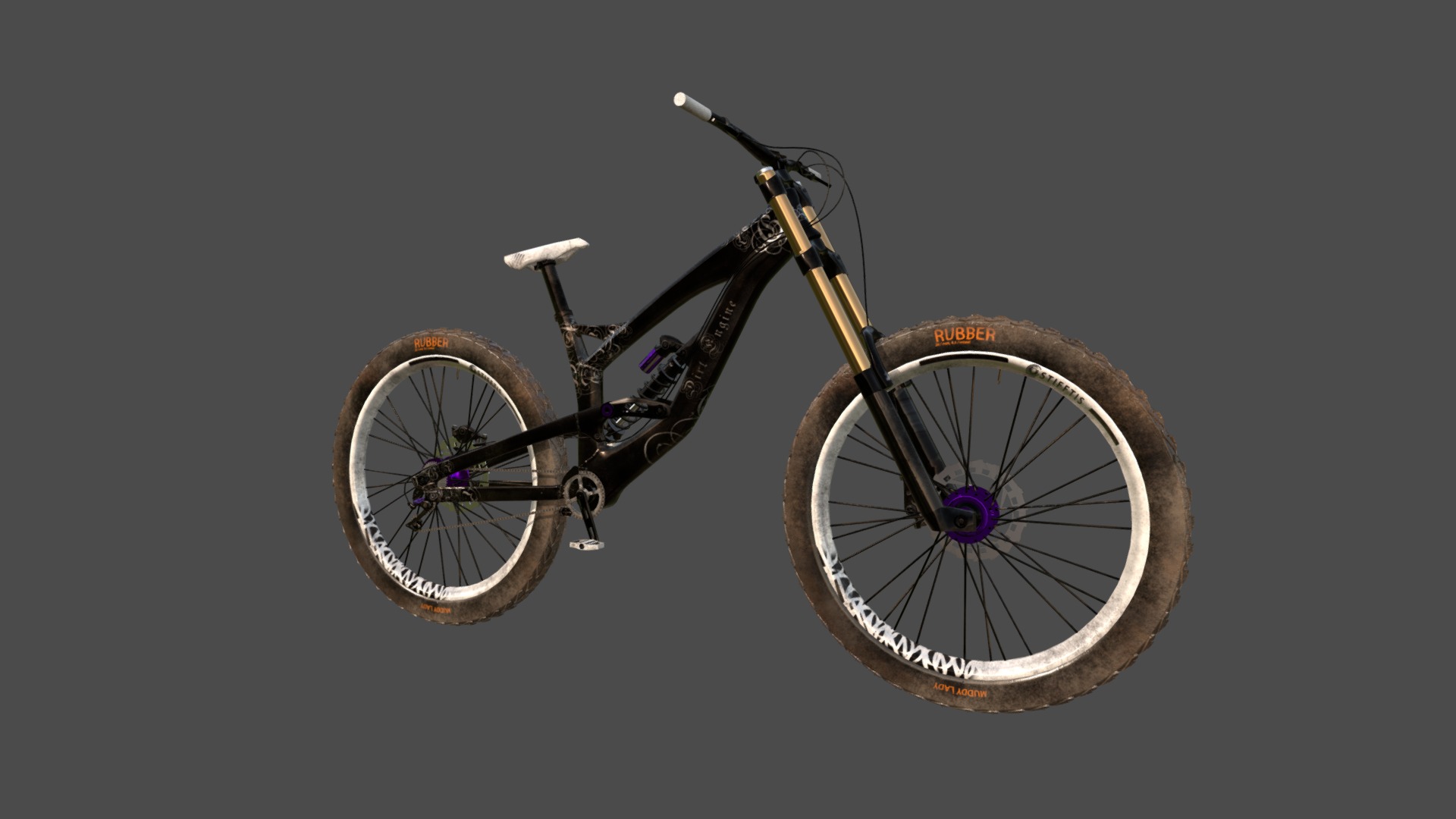 3D model Downhill Mountainbike - This is a 3D model of the Downhill Mountainbike. The 3D model is about a black and white mountain bike.