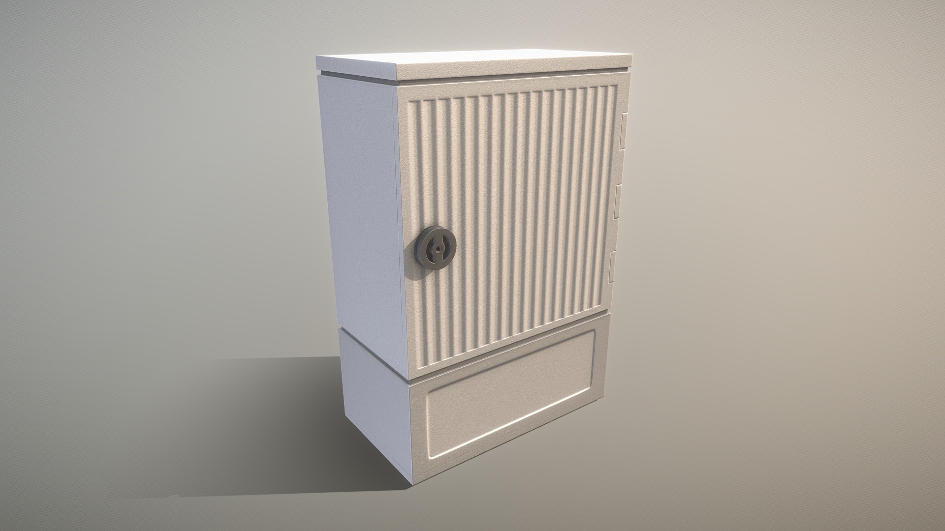 3D model Cable Distribution Cabinet (Low-Poly) - This is a 3D model of the Cable Distribution Cabinet (Low-Poly). The 3D model is about a white box with a vent.