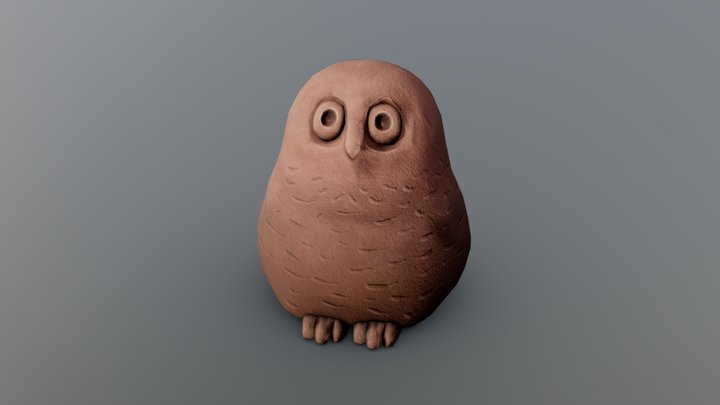 Cute Clay Owl 3D Model