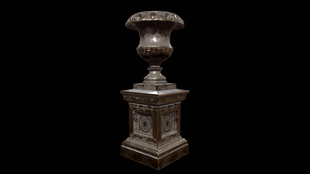 Neoclassical Urn on Pedestal | Lowpoly Asset