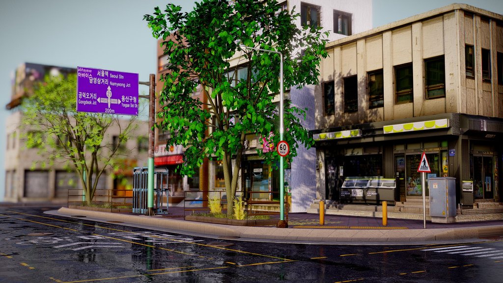 Seoul City | Gameready | Render | Blender | PBR