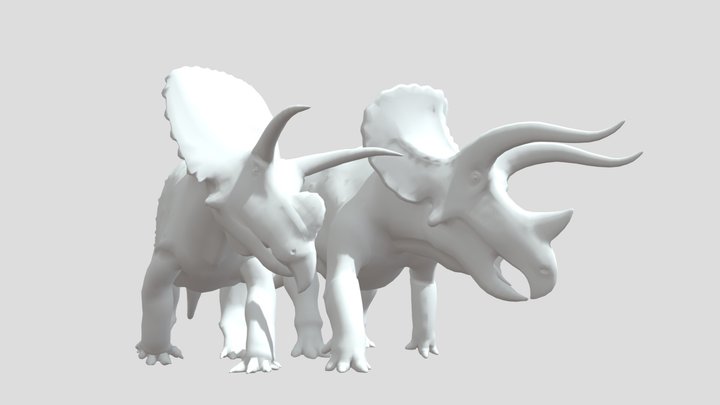 Triceratops and Torosaurus statue for website 3D Model