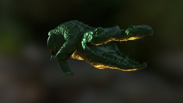 High Poly Crocodile 3D Model