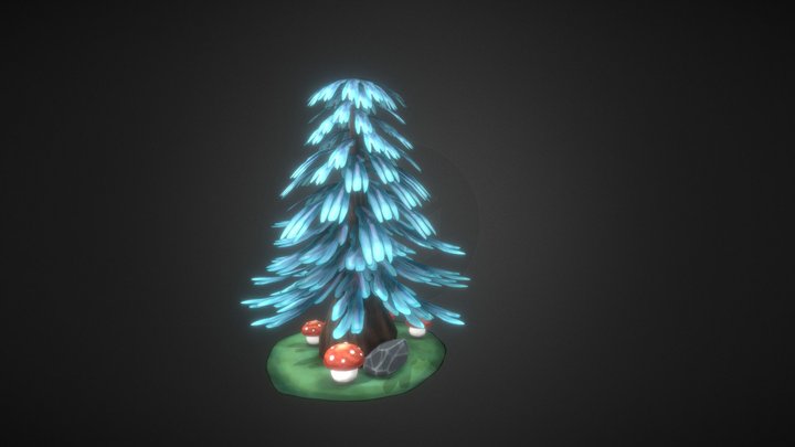 Forest Tree with Mushrooms 3D Model