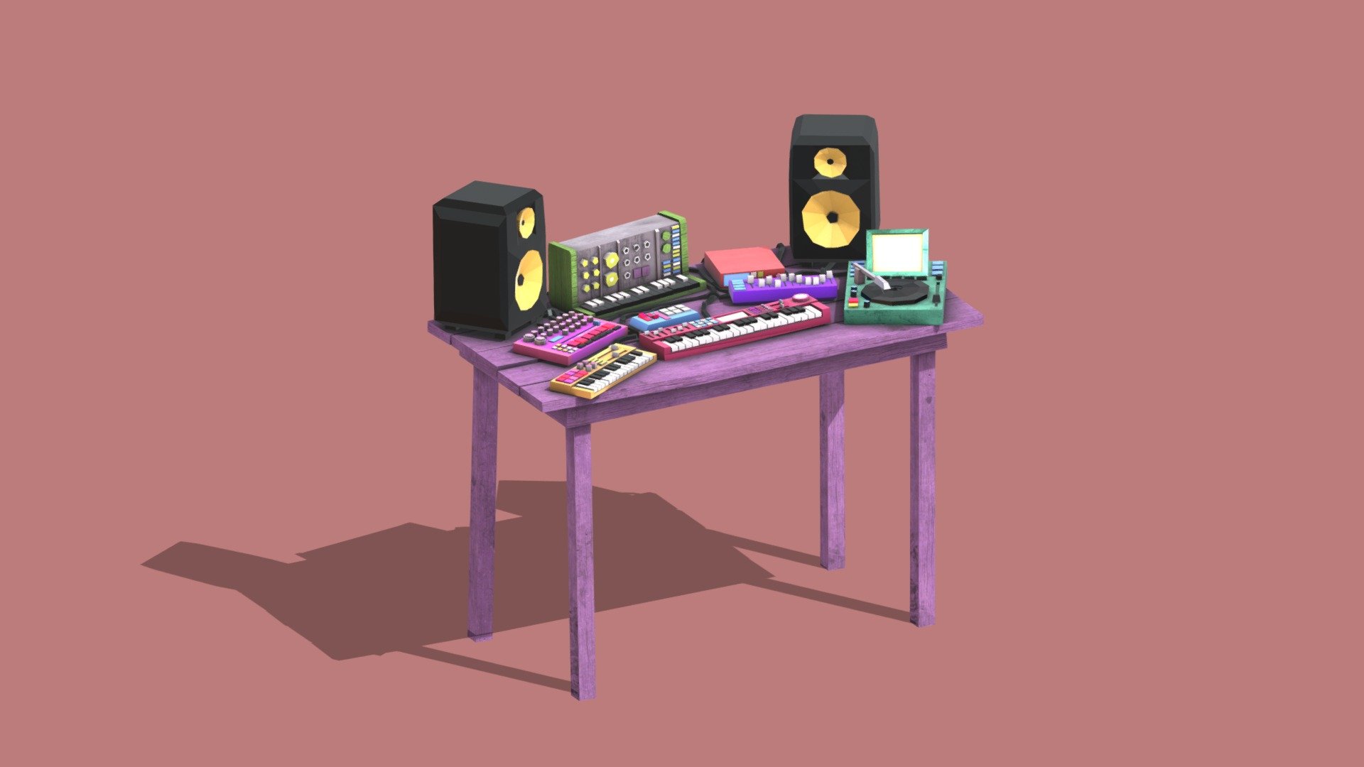Synthesizer table Download Free 3D model by Durk [438940b] Sketchfab