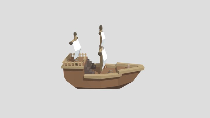 Low-Poly Pirate Ship 3D Model