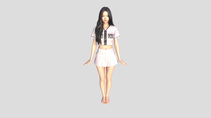 Baseball Cheerleader girl 3D Model