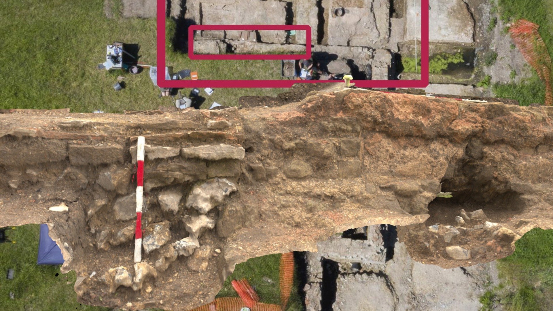 Silchester Baths 2021. Walls C2119, C2264, C2265