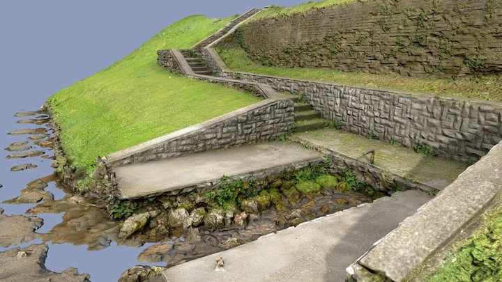 Riverside slope stone staircase - scan 3D Model