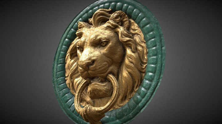Lion Head - Door Knocker + 3D Print ready 3D Model