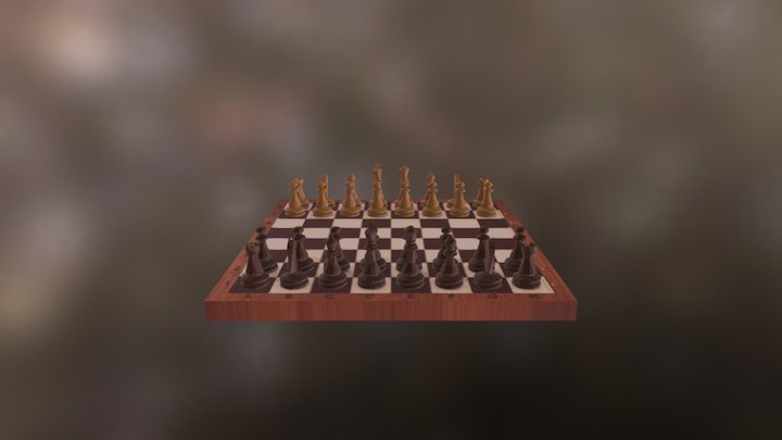 Chess Board & Pieces 3D Model
