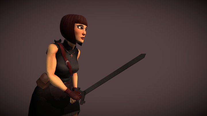 Fantasy Swordswoman 3D Model