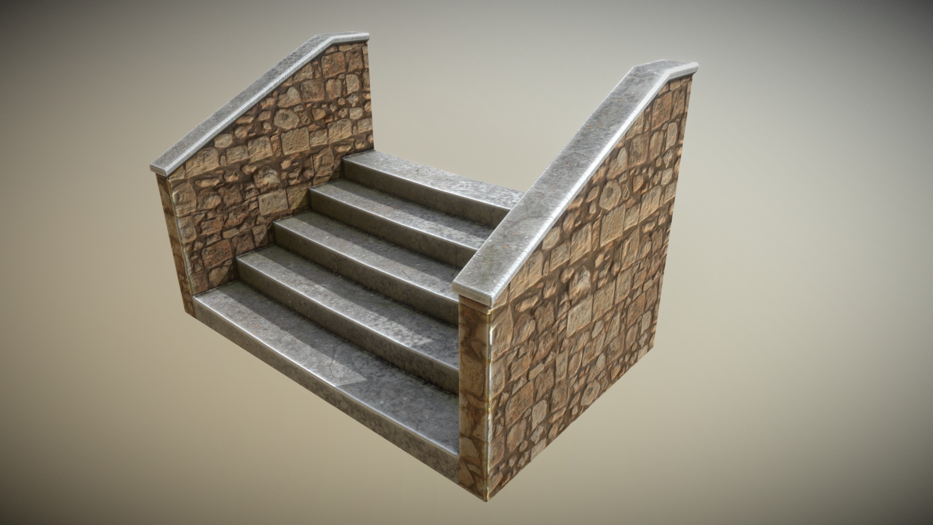 3D model StairsMidO2 - This is a 3D model of the StairsMidO2. The 3D model is about a wooden box with a hole in it.