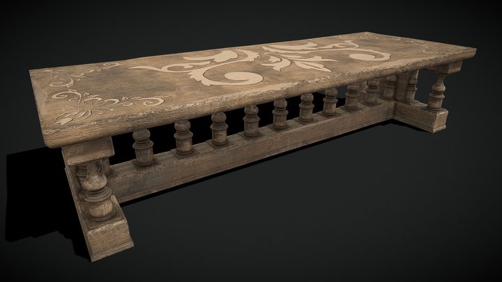 Long Renaissance Table 3D Model