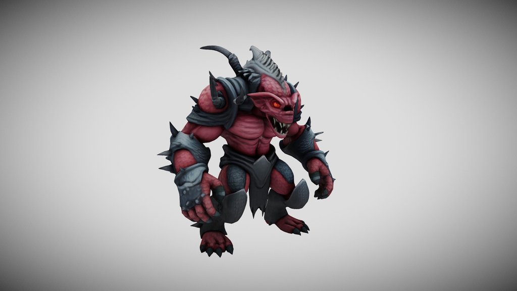 Demon In Red Lowpoly Handpainted