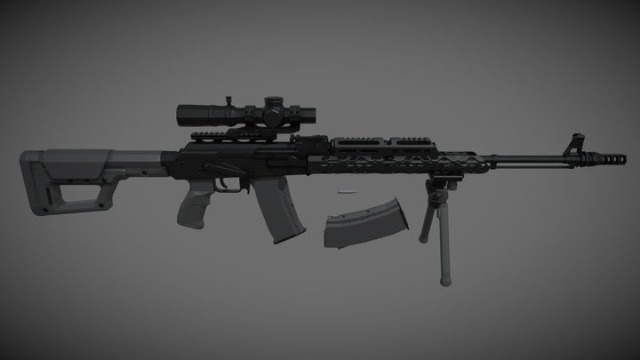 low-poly Tuning RPK-74 3D Model