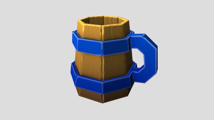 Stylized Wooden Tankard 3D Model