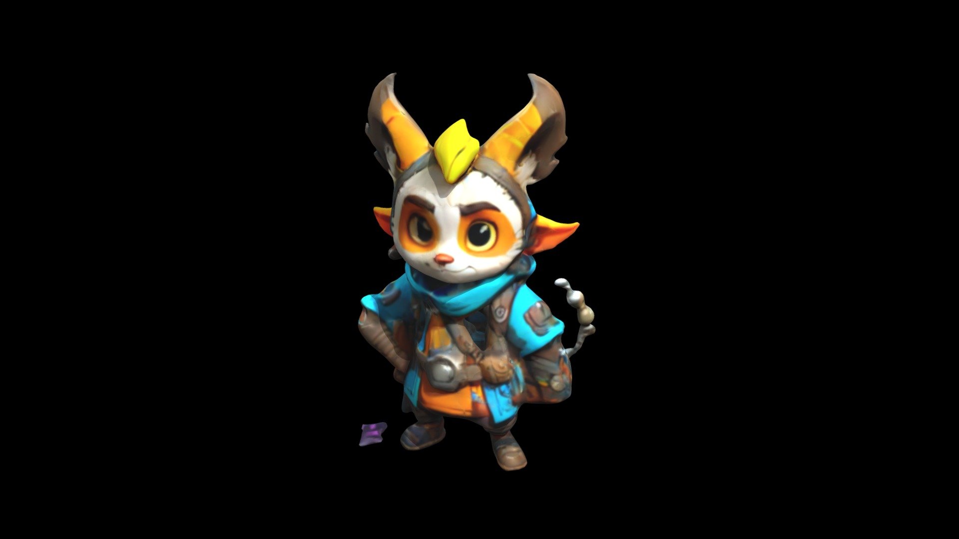a cartoon character with horns and a blue jac - Download Free 3D model ...