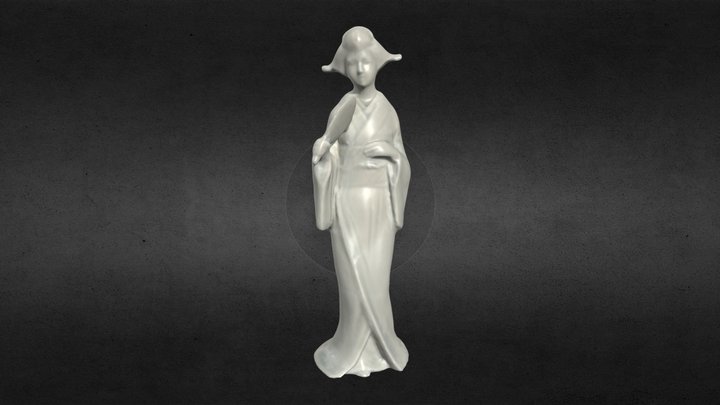 3D Scanned Geisha Holding Fan (3D Printable) 3D Model
