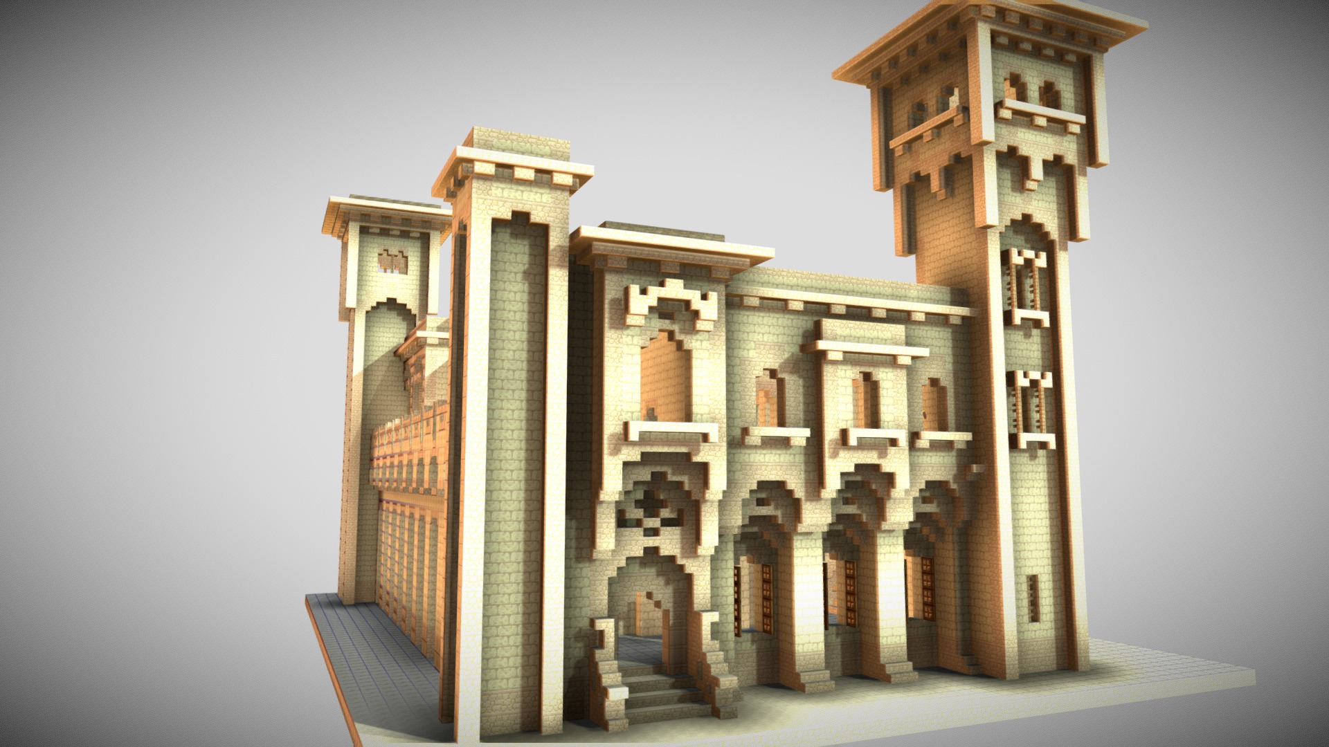 3D model Persian House - This is a 3D model of the Persian House. The 3D model is about a building with pillars.
