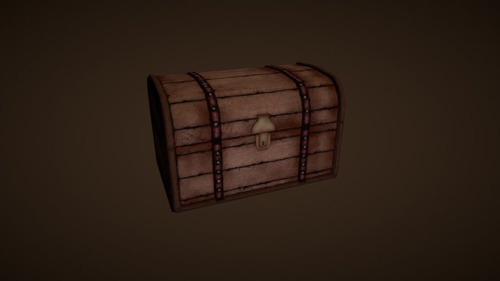 Stylized Wooden Chest 3D Model