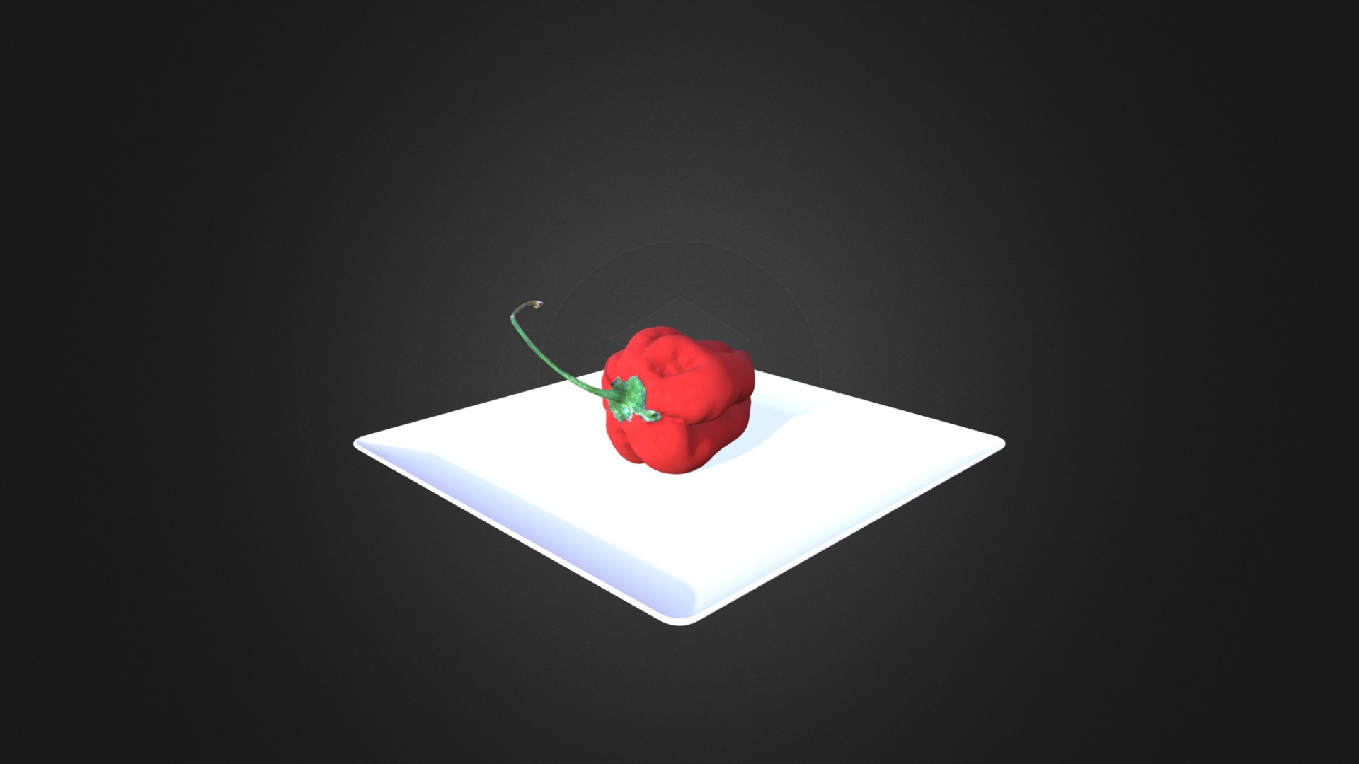 3D model Habanero Chilli on White Plate - This is a 3D model of the Habanero Chilli on White Plate. The 3D model is about a red rose on a white paper.
