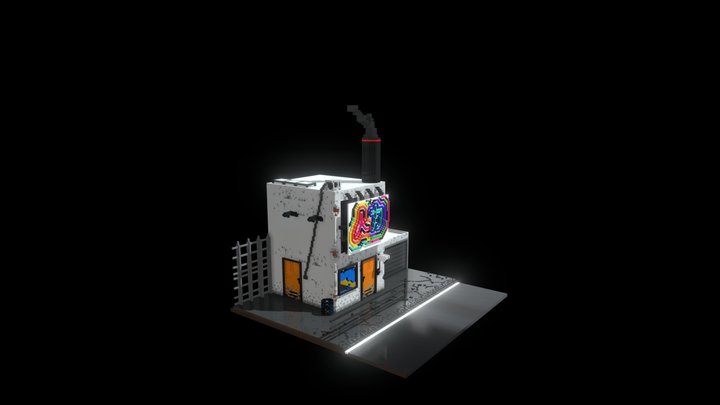 Cyberpunk-themed Rented House 3D Model