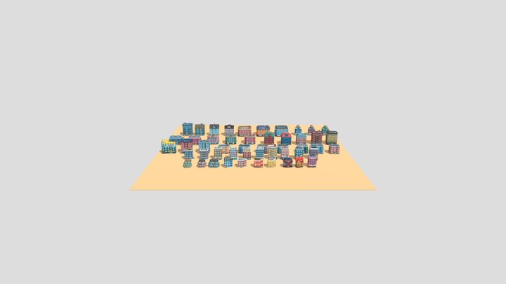 Cartoon Buildings 3D Model