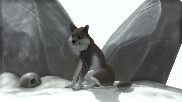 Wolf in the cold 3D Model